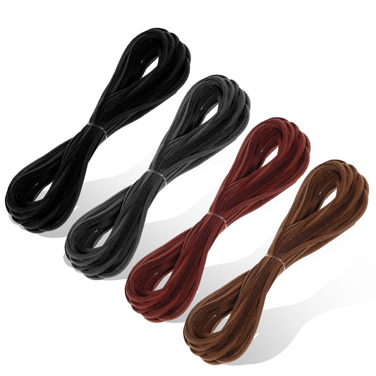 cobee 4 Pcs Leather Cord Leather Strings, 5.5 Yard Leather Shoe Laces Leather Necklace Cord, Flat Jewelry String Necklace String for Jewelry Making, Bracelet, Beading And Diy Crafts(Type 2)