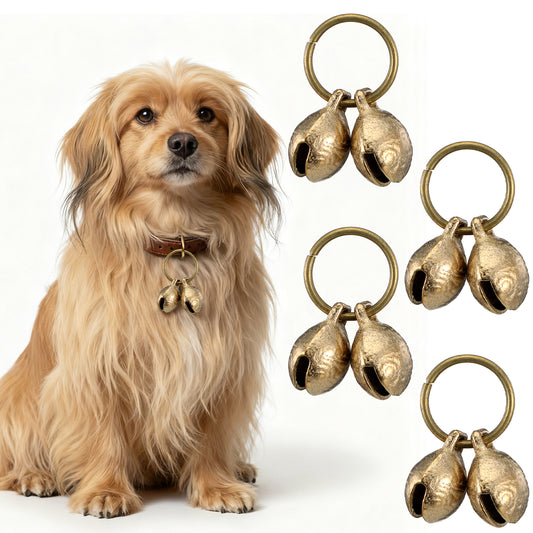 MBAIYO 8 Pcs Copper Bell for Dog Collar, Extra Loud Brass Pet Tracking Bells with Quick Snap Clips for Cats Dogs Anti Lost Training Collar Accessories