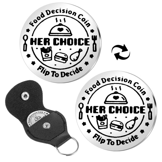 JIEYAO Funny Decision Coin Stainless Steel Double Sided Coin with PU Leather Case Birthday Presents for Husband Wife Couples Anniversary Presents for Boyfriend Girlfriend Gifts for Her Him
