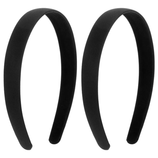 LIQWEI 2 Pcs Thin Black Headband For Women, Padded Solid Headbands Thick Puffy Head Band, Craft Headbands For Women Cosplay Holiday Halloween Crafts Gifts