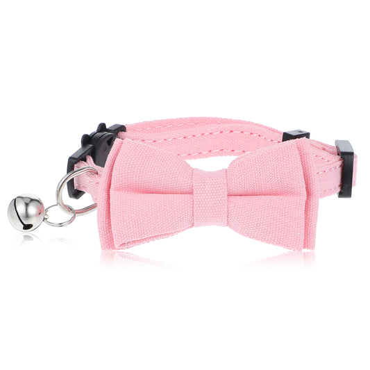 cobee 1 Pc Kitten Bow Tie Collar with Bell, Pink Girl Cat Collars Cat Collar Bow, Cat Collar Breakaway Removable Kitten Collar for Kitten Decorations, Leash Animals Dog Collars(Pink)