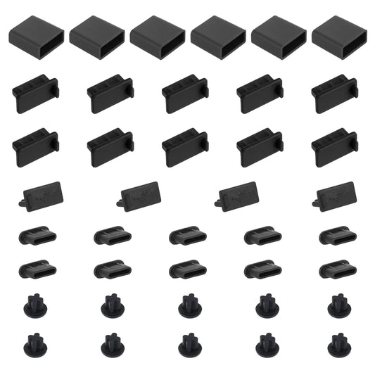 Bewudy 40 PCS 5 Types USB Anti Dust Cover Plugs, USB Type-C Dust Stopper, USB Dust Port Cover Plugs, Silicone USB Port Protector for USB A Female & Male Port HDMI Headphone Ports USB Type-C