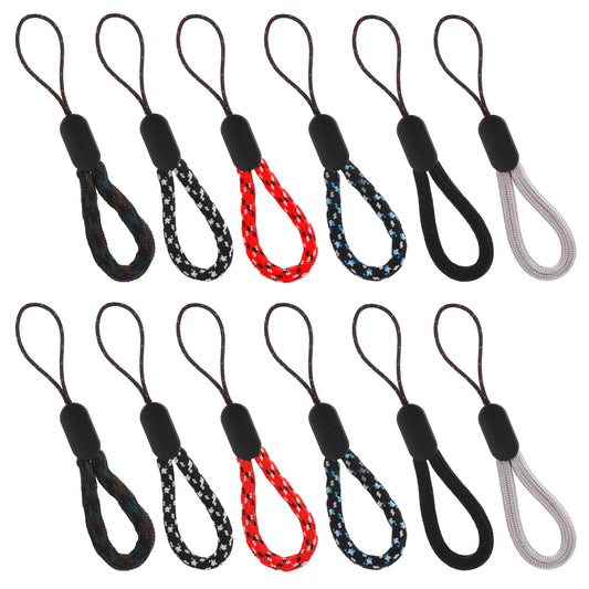 Molain 12 Pcs Adjustable Finger Hand Wrist Straps, Portable Short Lanyard Straps Assorted Color Nylon Finger Straps for Mobile Phone Keys Camera USB FIash Drives Earphone, 4.72inch