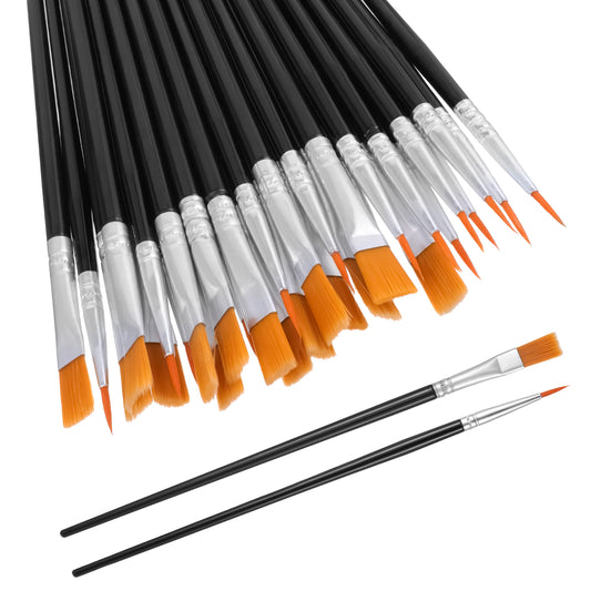 BOHUIZ 30 Pcs Paint Brushes Set, Flat and Round Nylon Hair Brush Set Acrylic Paint Brushes Kids Paints Brush for Acrylic Oil Watercolor Painting Drawing(blue)