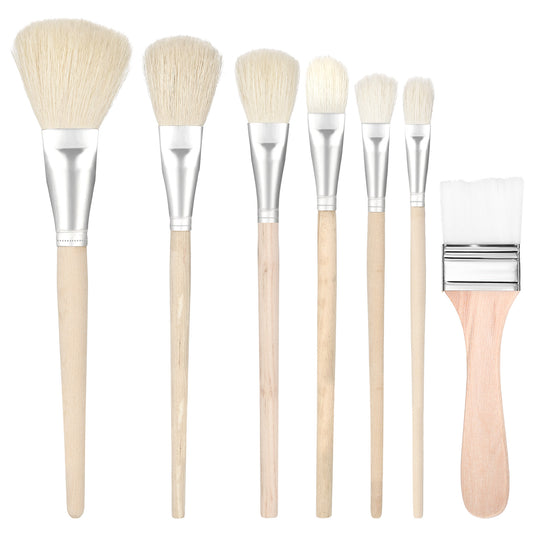 cobee 7 Pcs Mop Brush, Acrylic Paint Brushes Blending Brush With Wooden Handle, Assorted Size Artist Paint Brushes For Acrylic Painting Watercolor Foil Gold Oil Painting Face Body Art