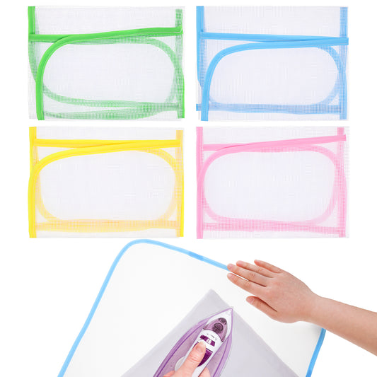 Jeffdad 4 Pack Pressing Cloth for Ironing Scorch Mesh Cloth Saving Ironing Protector Insulation Pad for Sewing and Ironing Iron Fabric Protector Pressing Tool for Ironing Protection 23.6×15.7"(Color1)
