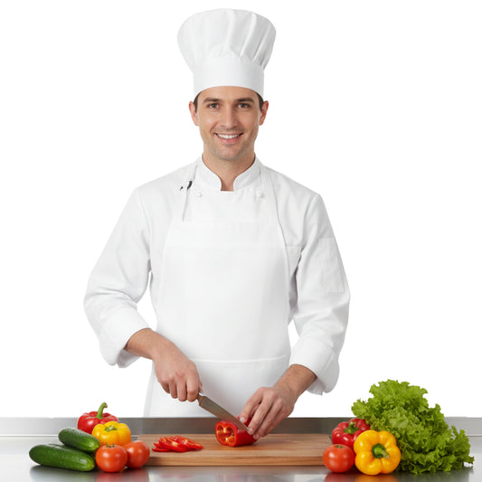 Cobee 2 Pack Chef Apron and Hat, Adjustable Chef Costume Set Baking Aprons Chefs Hat White Chefs Hats and Apron for Adults Men Women(White)