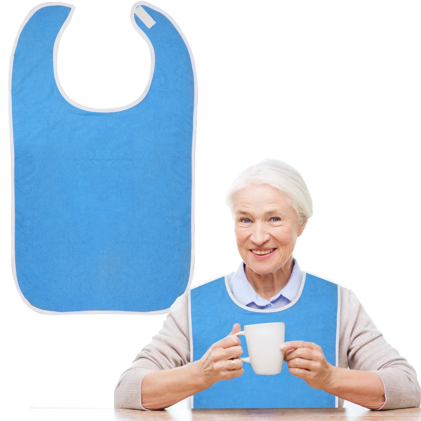 Yuanchu Towels Adult Bibs, Adult Bibs for Men Women Senior Citizens Adult Bibs for Eating Bibs for Adults (Blue)
