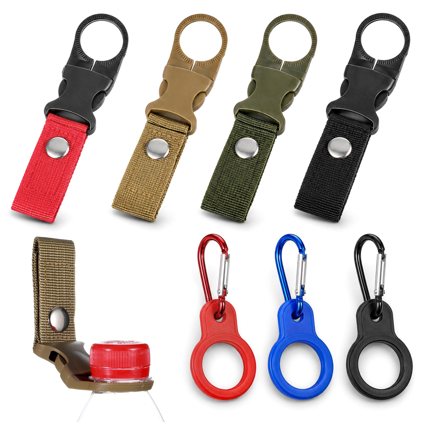 SULIKJHUI 4 Pcs Straps & 3 Pcs Buckles Water Bottle Holder Clip