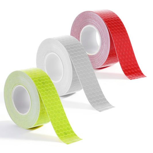 LIQWEI 3 Rolls Reflective Tape, Reflective Warning Tapes, Reflectives Ta pes Outdoor Waterproof Self-Adhesive Safety Tapes, Glow in The Dark Tape for Trailer Bicycles Clothing