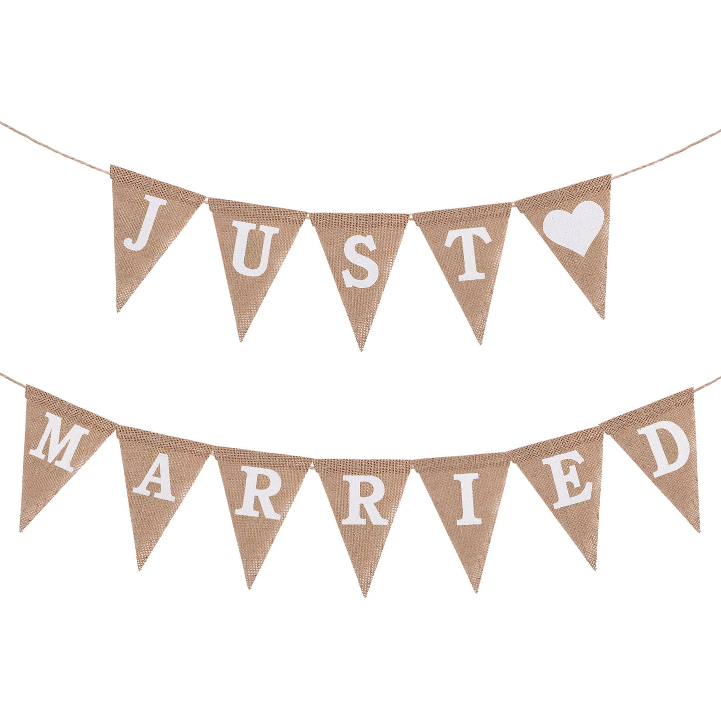 XLIUAX Just Married Garland Decoration, Wedding Garland, Jute Boho Banner, Women Bunting Wedding for Bridal Shower, Wedding Ceremony, Wedding Reception