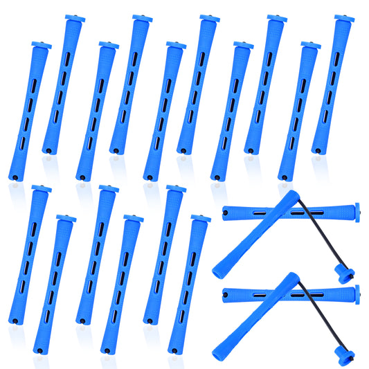 MBAIYO 20 Pcs Perm Rods for Short Hair, Plastic Perming Rods Medium Curling Rod Cold Wave Heatless Curling Rollers Cold Wave Perm Rod Set for Long Hair Natural Waves Curls (0.35 Inches, Blue)