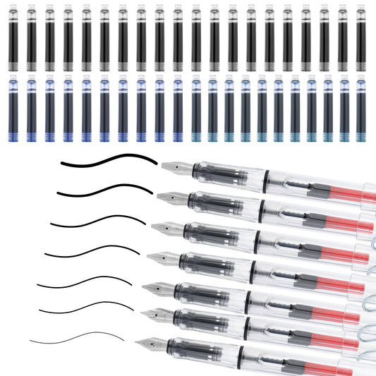 Giantree Calligraphy Pens, Fountain Pen, 7 Pcs Calligraphy Pens with Different Nibs and 40 Ink Cartridges, Smooth-Writing Office Supplies for Beginner Writing Drawing for Greeting Card Signature