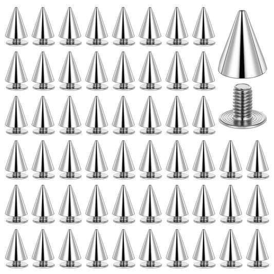 LXUEJIE 100 Pairs Cone Spikes Screwback Studs, Metal Punk Spikes Studs 10x 7mm Cool Spikes Rivet for Punk Rock Style Clothing Belt Shoe Bag Dog Collar DIY Leather Crafts