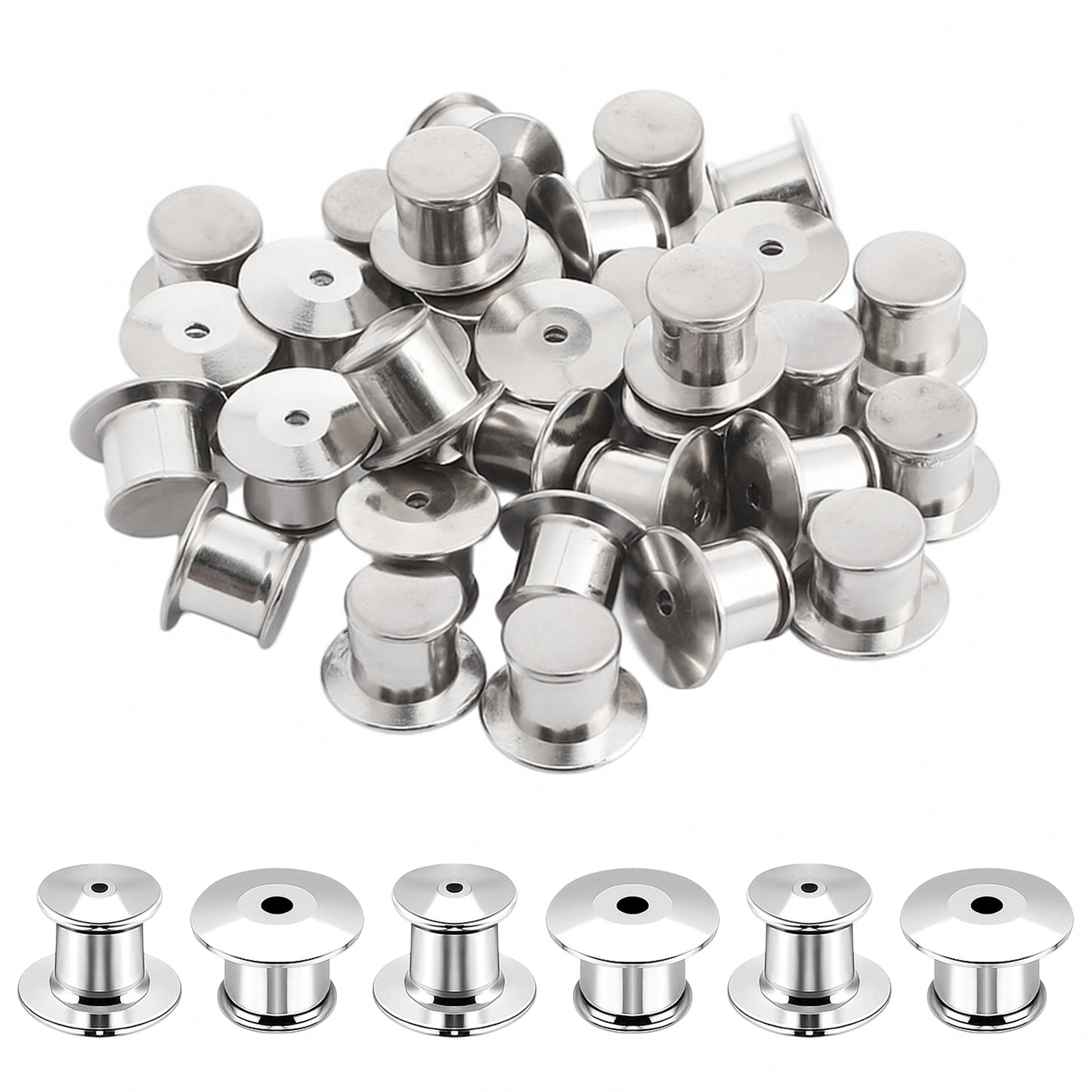 LIQWEI 30 Pcs Pin Backs Locking, Metal Pin Backs Safety Pins Locks Pins Keepers Clasp, Lapel Brooch Holder for Brooch DIY Crafts Badges Enamel Lapel Needles