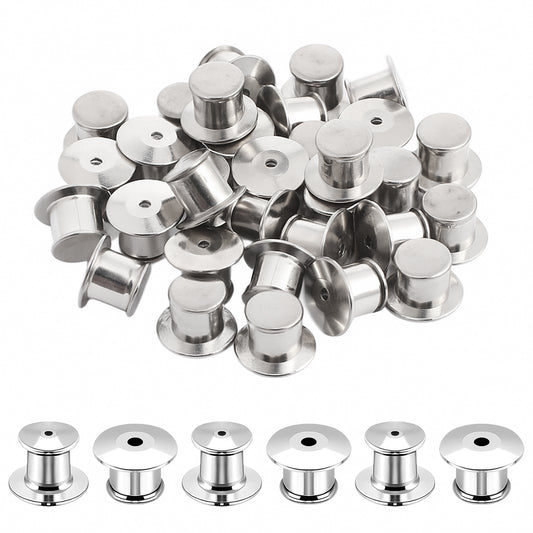 LIQWEI 30 Pcs Pin Backs Locking, Metal Pin Backs Safety Pins Locks Pins Keepers Clasp, Lapel Brooch Holder for Brooch DIY Crafts Badges Enamel Lapel Needles