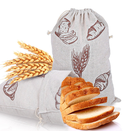 MBAIYO 2 Pack Bread Bags, Cotton Bread Bags for Homemade Bread Container 15.7x11.7in Reusable Large Storage for Artisan Bread