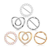 Giantree 6-Piece Scarf Loop Clip, Cute Scarf Buckle, Women's T-Shirt Tie Clips Clothing Corner Fastening Buckle, Fashionable Metal Round Shirt Clip for Loose Clothes Shirts and Dresses (Silver/Gold)