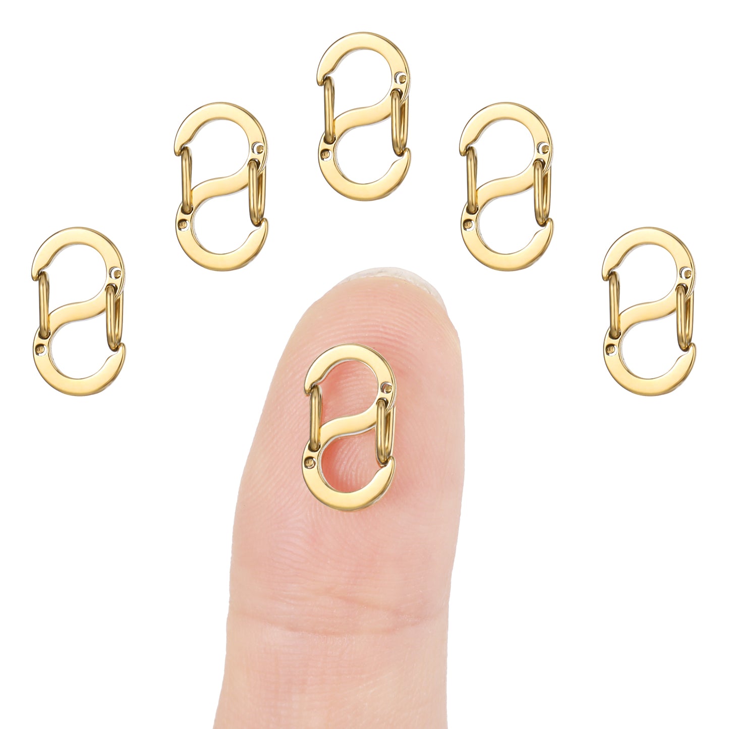 Amabro 5 PCS Double Opening Lobster Clasp, Stainless Steel Necklace Bracelet Shortener Clasp Metal Closures Clasps for Necklace Clip Bracelet Connector(Gold)