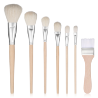 JJUNW 7Pcs Mop Brushes for Acrylic Painting, Versatile Blending Brush, Goat Hair Paint Brushes Painting Goat Hair Paint Brush Set for Acrylic Painting Watercolor Foil Gold Leaf Flakes Sheets