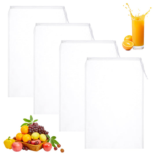 Giantree 8 PCS Nylon Nut Milk Bag, 8×12 Inch Food Grade Strainer, Reusable Cheesecloth Bags, 100 Mesh Fine Mesh Bag for Straining Raw Soy Milk Wine Tofu Puddin Juice Enzyme
