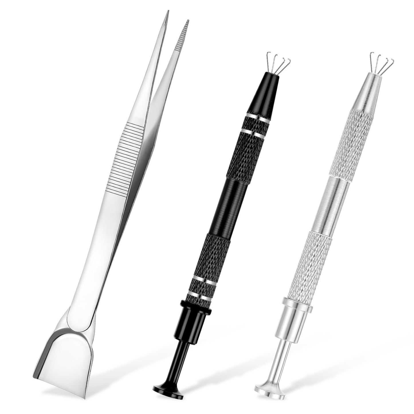 Giantre 3Pcs Grabber Tool Holder, Jeweler's Pick Up Sprinkle Pen Piercing Ball with Prongs Diamond Claw Jewelry Tweezers 4 Claw Precision Stainless Steel For Tiny Objects IC Chip Electronic Components