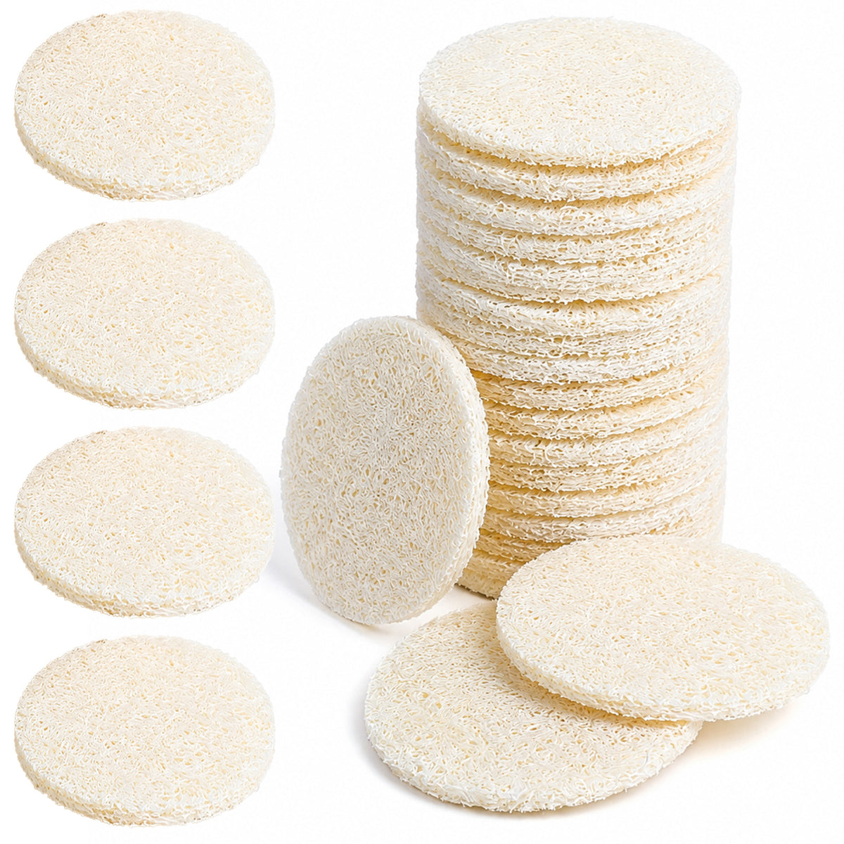 Amaxiu 20 Pcs Natural Loofah Sponge Pads, 2.16 Inch Body Scrub Pads
