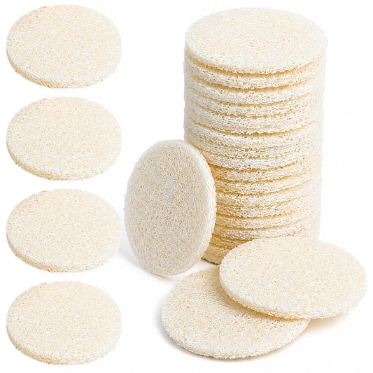 Amaxiu 20 Pcs Natural Loofah Sponge Pads, 2.16 Inch Body Scrub Pads