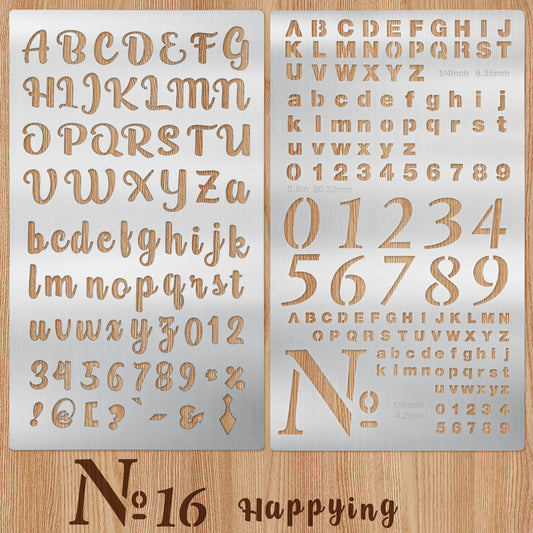 LXUEJIE Metal Letter Stencils, Letter Number Engraving Stencils, Reusable Alphabet Templates Small Alphabet Stencil for Pyrography Wood Burning Journaling Crafts Art