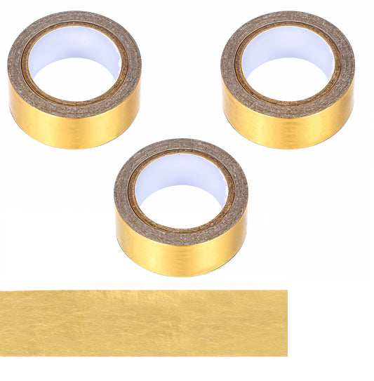 AOZUO 3 Roll Gold Washi Tape, Self Adhesive Gold Foil Washi Tape Masking Tape Craft Metallic Washi Tape for Scrapbooking DIY Craft Shiny Decorative Wall Decor 0.59inch x 16.4FT