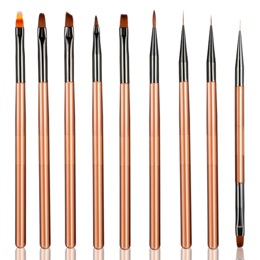 Giantree 9Pcs Nail Art Brushes Set, Gel Polish Nail Art Brush, Acrylic Nail Brush Nail Tech Supplies, Nail Brushes Design Pen Painting Tools for Acrylic Powder, Salon Gift for Girls Women