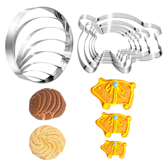 BOHUIZ Mexican Bread Mold with 5 Sizes Pig Cookie Cutter, Stainless Steel Double Sided Mold Stamp Biscuit Cutting Machine for Baking Biscuits Bread Mold(6)