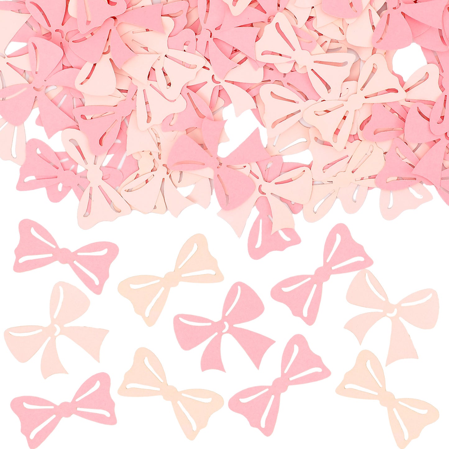WJIAAA 200 Pcs Pink Bow Confetti, Paper Table Scatter for Coquette Bachelorette Party Birthday Table Decorations Bridal Shower Supplies Engagement Photo Props