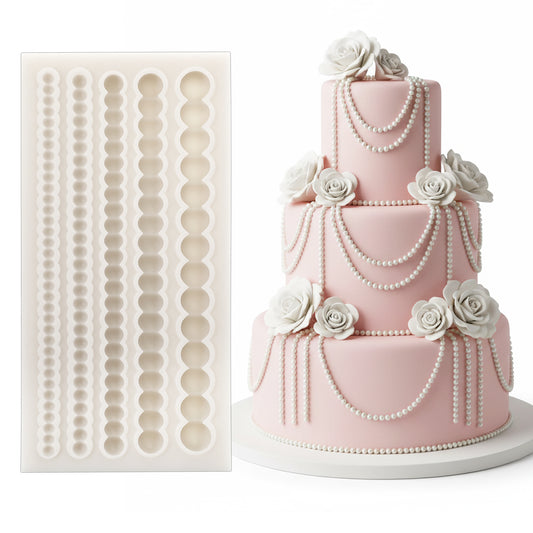 JJUNW Decoration Fondant Mold, Fondant Mold for Cake Decorating, Scroll Lace Fondant Molds Pearl Silicone Molds for Cupcake Toppers UV Resin Plaster Clay