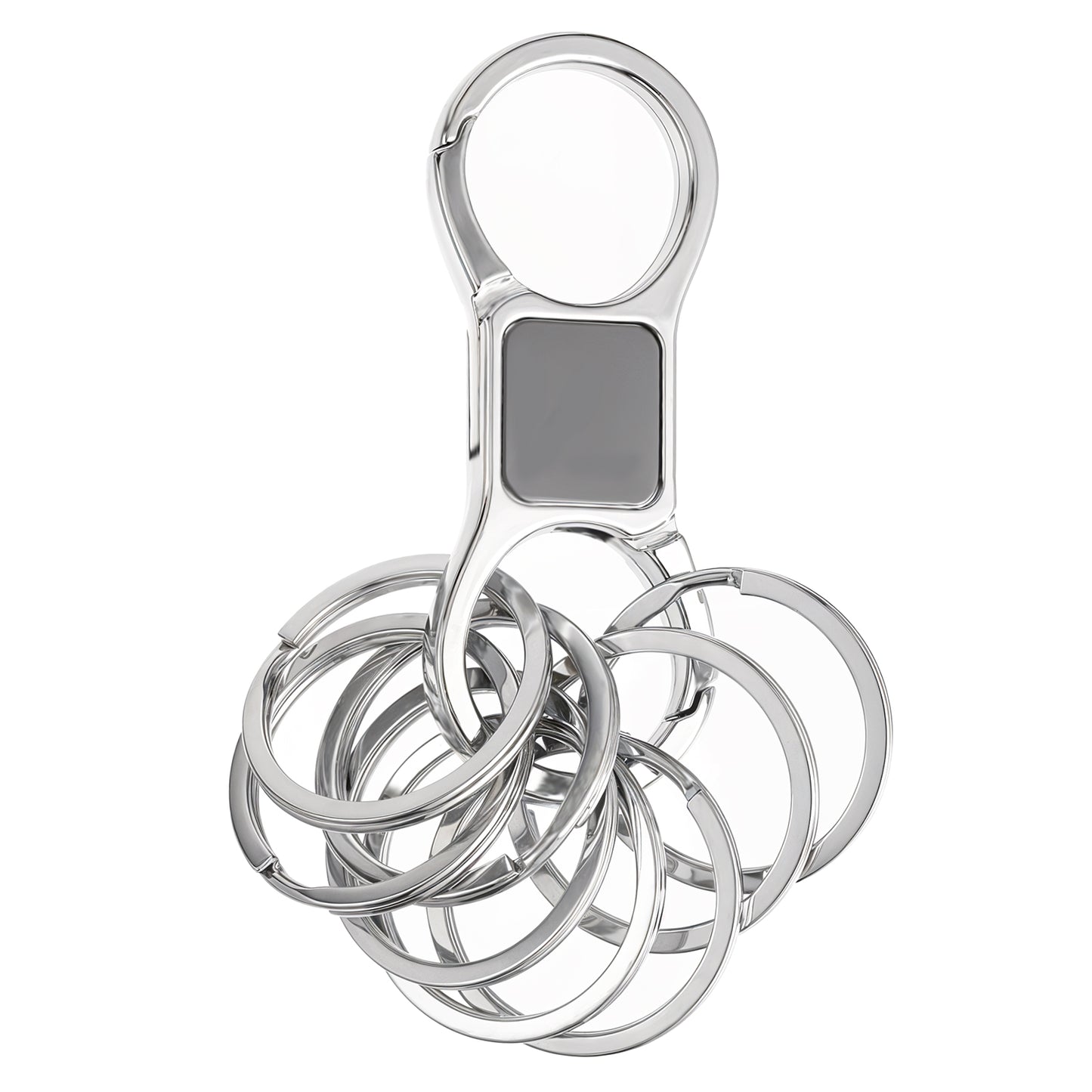TIESOME Keychain Quick Release Key Ring, Heavy Duty Key Organizer Key Chain with 8 Detachable Key Rings for Men and Women, Zinc Alloy Key Holder for Car Keys, Silver