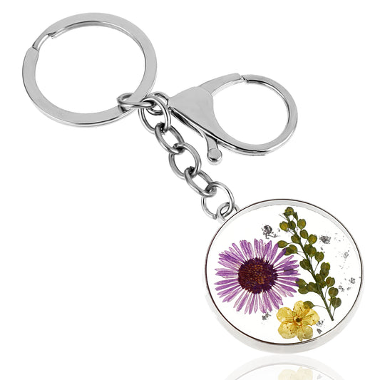 MBAIYO Daisy Key Chain Charm, Cute Keychains for Women Daisy Purse Charm for Handbags Dried Pressed Flower Bag Charm Wallet Key Chain Accessory Gifts for Her(Daisy)