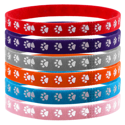 Molain 6 Pcs Puppy Collars, Footprint Printed Whelping Collars for Small Puppies, Adjustable ID Collars Bands for Small Cats Dogs, Puppy Identification Collars,Newborn Collars for Kittens (30cm)