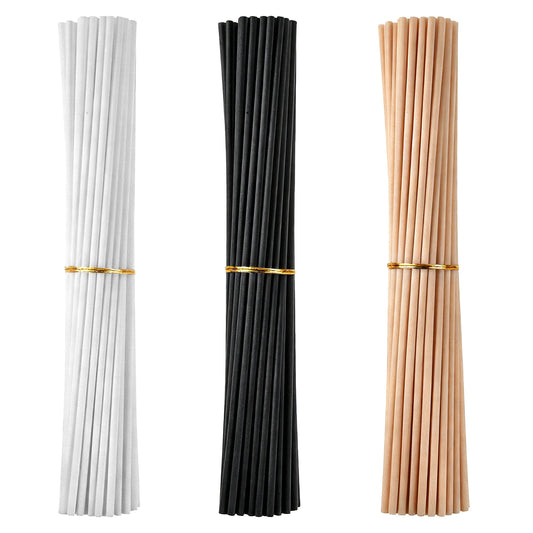 JJUNW 180PCS Diffuser Replacement Sticks, 7.8inch Fiber Reed Fragrance Sticks, 3 Mixed Colors Rattan Essential Oil Stick for Home Bathroom Office