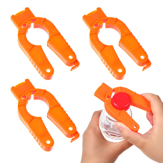 Bewudy 4 PCS Plastic Bottle Cap Opener, Water Bottle Opener, Multifunctional Bottle and Can Opener, 3 in 1 Multi-Purpose Water Bottle Opener for Weak Hands Children Seniors Elderly Arthritis