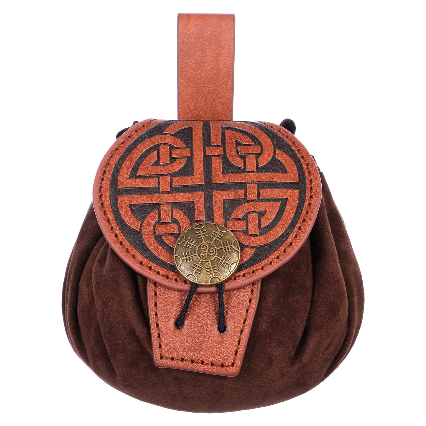 XLIUAX Medieval Belt Bag Made of Embossed Faux Leather, Retro Renaissance Hip Bag, Portable Drawstring Cube Bag for Ren Faire NCarnival Archery Cosplay, brown, Style B