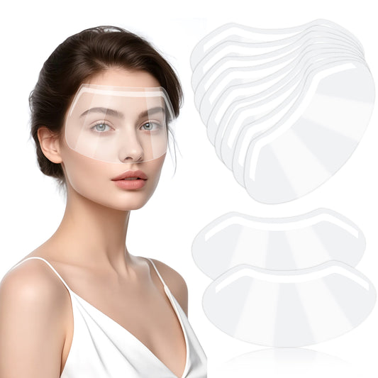 JIYIN 50 Pcs Disposable Shower Face Eye Shield After Surgery, Clear Plastic Eye Shield for Showering, Haircut Hairspray, Face Shields Shower Visor for Salon Supplies Eyelash Extensions Aftercare