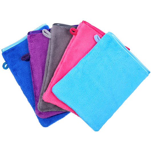 Giantree 5Pcs Microfiber Body Wash Mitts, Microfiber Wash Mitts Soft Face Mittens, Microfiber Gloves Super Absorbent, Wash Cloths for Body Reusable for Showering Quick Dry Towel with Hanging Loop