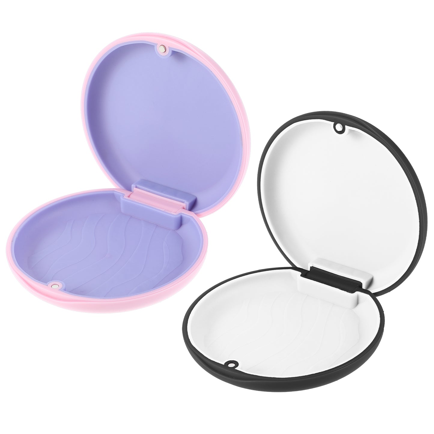 TIESOME 2 Pcs Aligner Case, Cute Slim Customized Magnetic Closure Orthodontic Retainer Case, Portable Protective Retainer Box for Braces & Clear Aligners (Black, Pink)