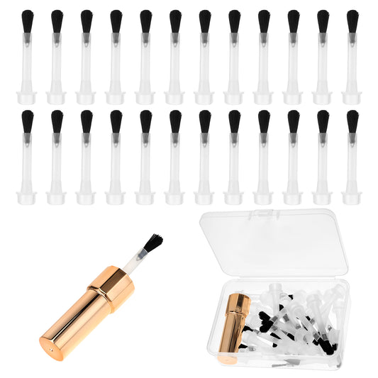 Molain Replacement Nail Polish Brush Kit Disposable Nail Art Brush Set With Handle Dip Powder Liquid Replacement Brushes Soft Bristles Nail Brushes Round Head Brushes with Box(25Pcs/Box)