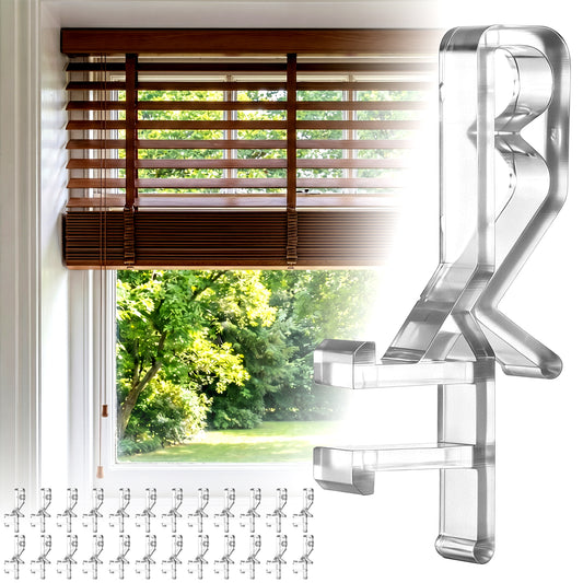 HJZHII 24Pcs Hidden Channel Valance Clips, 1-7/8inch Clear Blind Clips Clear Plastic Blinds Clip Valance Clip Replacement for Blinds Wood Faux Wood Window Blind