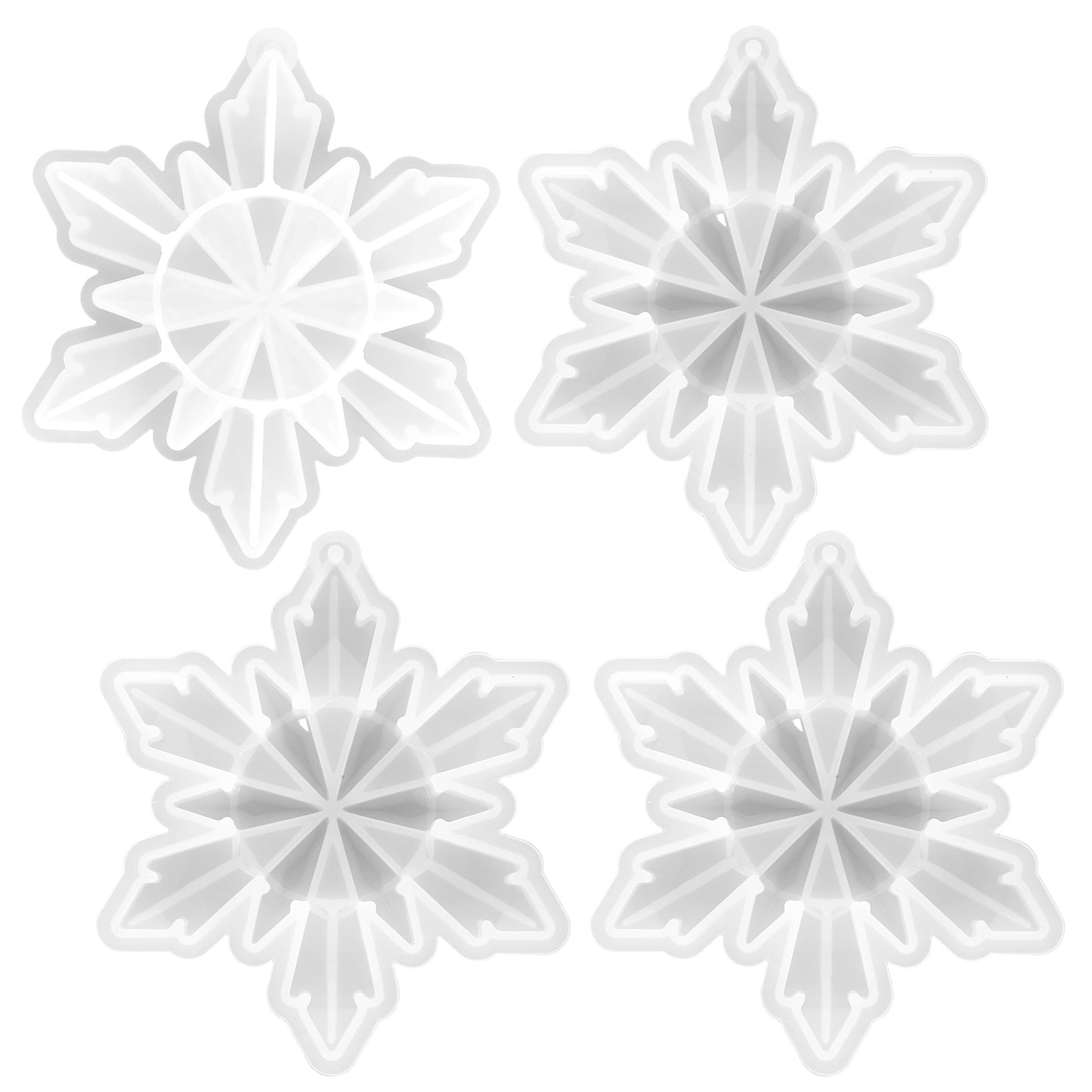 cobee Christmas Snowflake Resin Molds Silicone, 4 Pcs 3D Snowflake Casting Molds Christmas Ornament Resin Molds DIY Resin Crafts for Christmas Tree Home Hanging Ornament Decoration Pendants