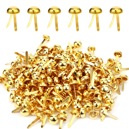 LXUEJIE 200 Pcs Split Pins, Round Scrapbooking Brads Metal Paper Fasteners Brad Mini Brads Gold Split Pins for Scrapbooking Stamping Paper Cards Photo Walls Craft Art DIY