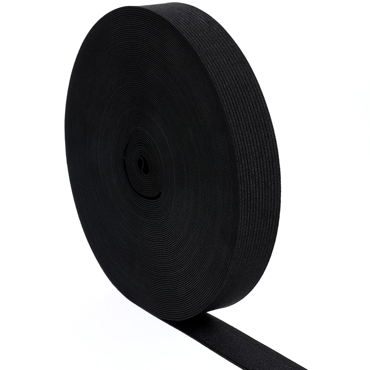 TIESOME Wide Elastic Ribbon Band, 1 Inch 21 Yards Black Stretch Strap Sewing Fold Over Elastic Stretch Ribbon Tape Trim Knit Elastic Spool High Elasticity for Sewing Waistband Hair Ties