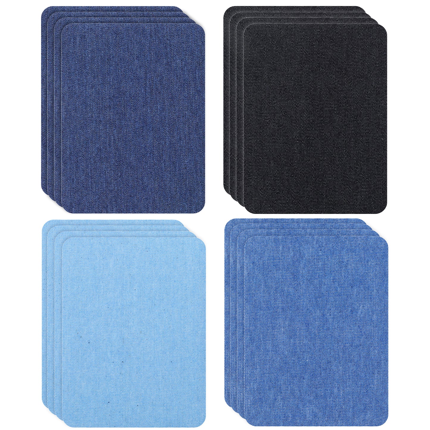 IANFAN 16 Pcs Iron on Patches for Clothing, Denim Patches for Jeans Repair Iron-on Fabric Patch 4.9 x 3.7 Inch Ironon Patch Jean Repair Kit for Pants Denim Shirts Clothes (4 Colors)