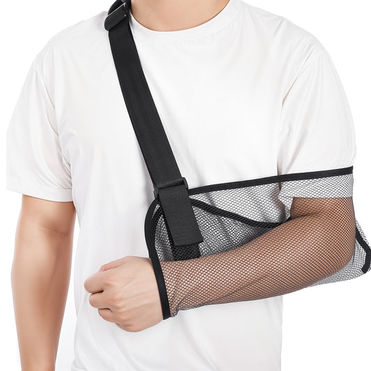MBAIYO Arm Sling for Shoulder Injury, Adjustable Mesh Breathable Shower Immobilizer for Left Right Arm, Elbow Wrist Support for Men Women